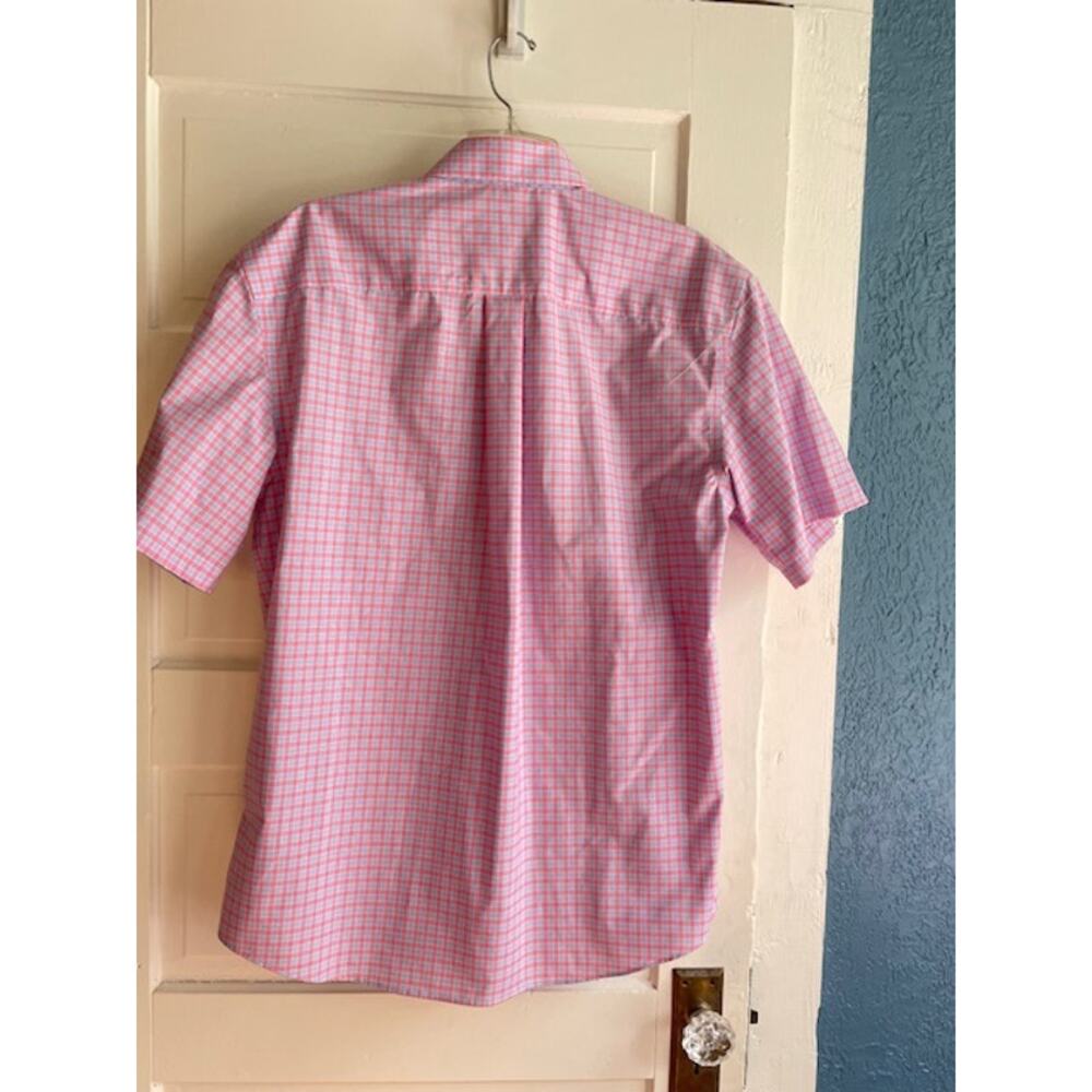 Jos. A. Size Large Short Sleeve Button Front Pink & Blue‎ Plaid Shirt - Picture 4 of 4